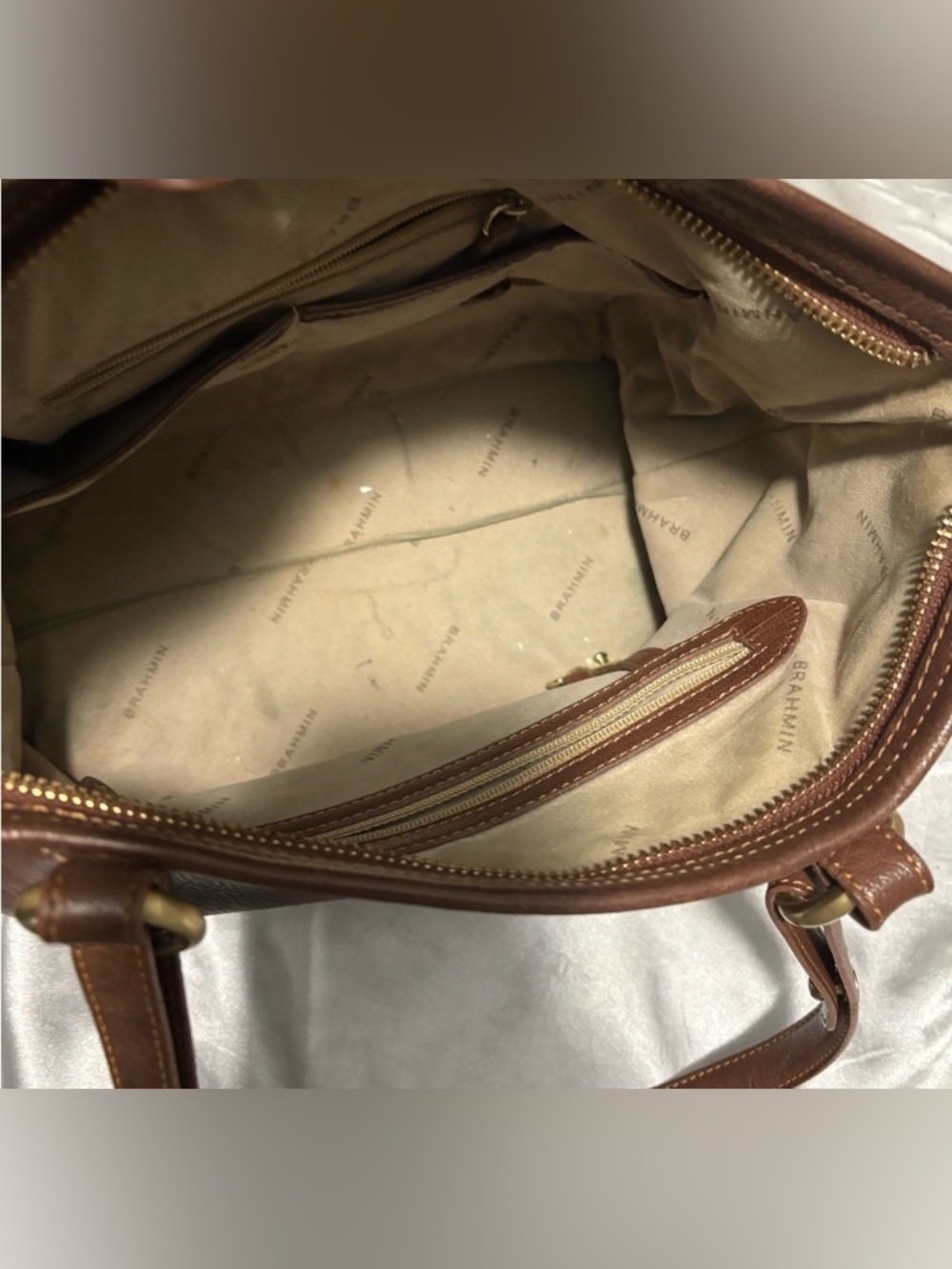 Brahmin Chestnut Brown Leather Tote with Gold Accents - Picture 4 of 4